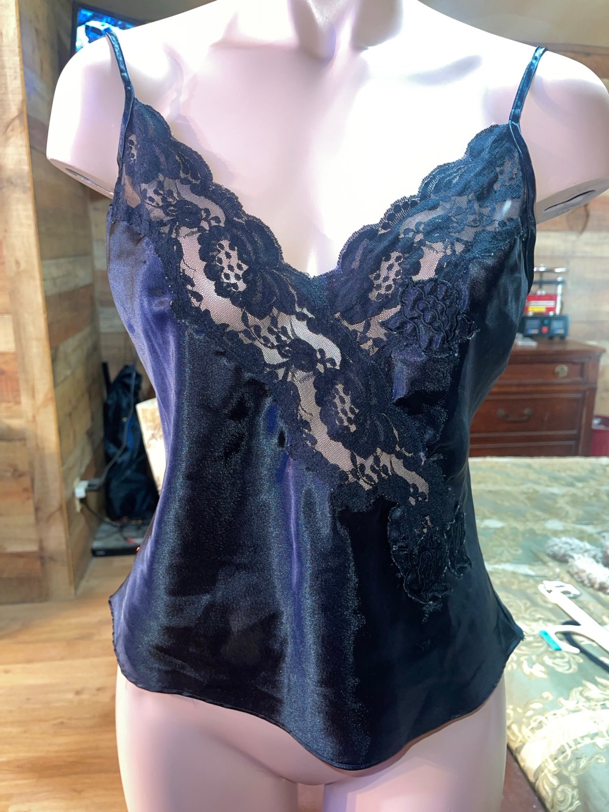 Victoria's Secret Gold Label vintage satin and lace lingerie top