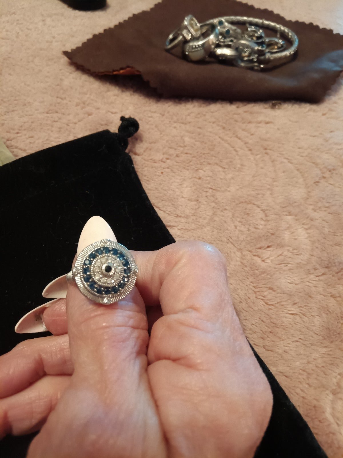 Judith Ripka sapphires CZ ring sz 7 in 925 Silver