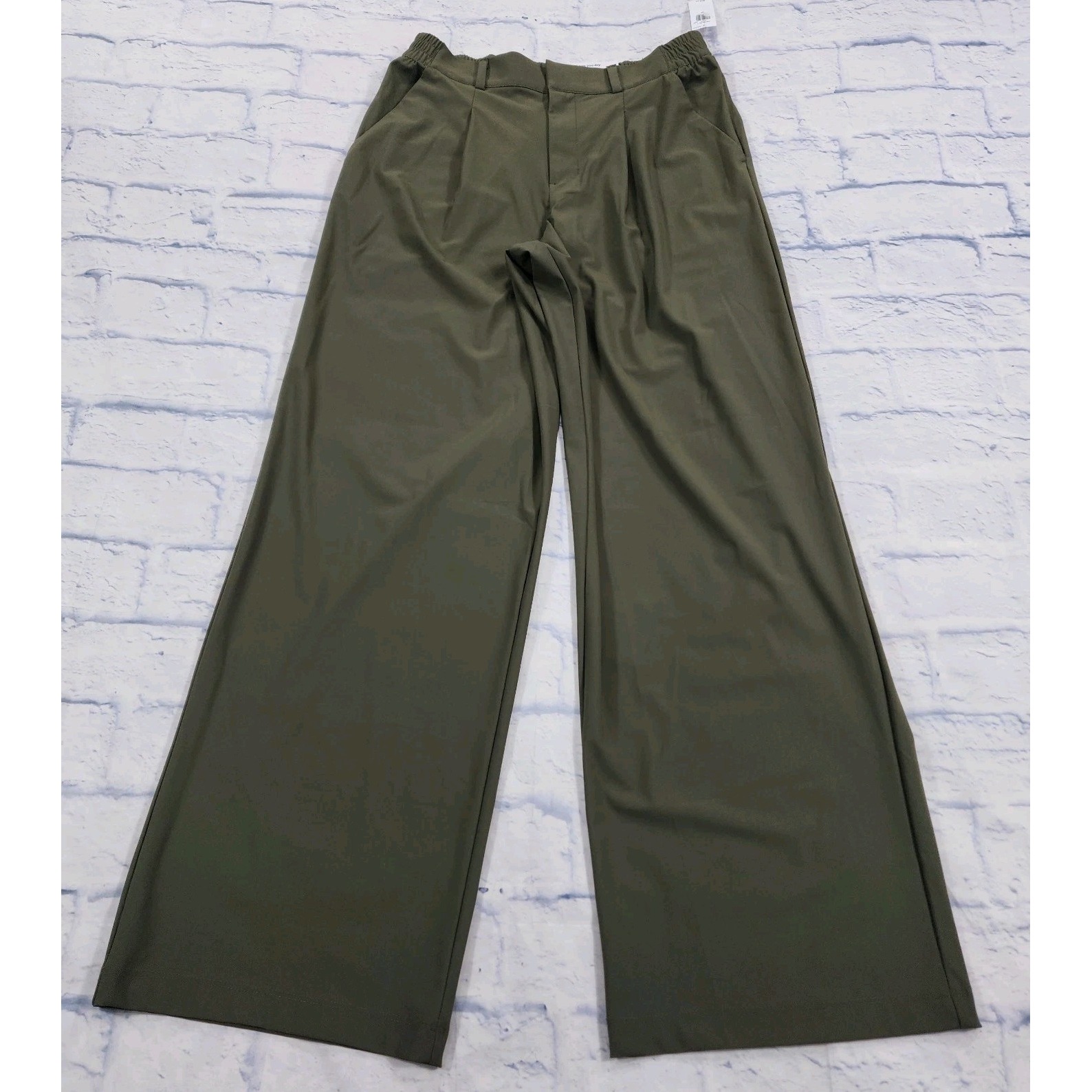 Old Navy WOMENS SIZE XS Sleektech High Rise Go Dry Green Wide Pants Full Length