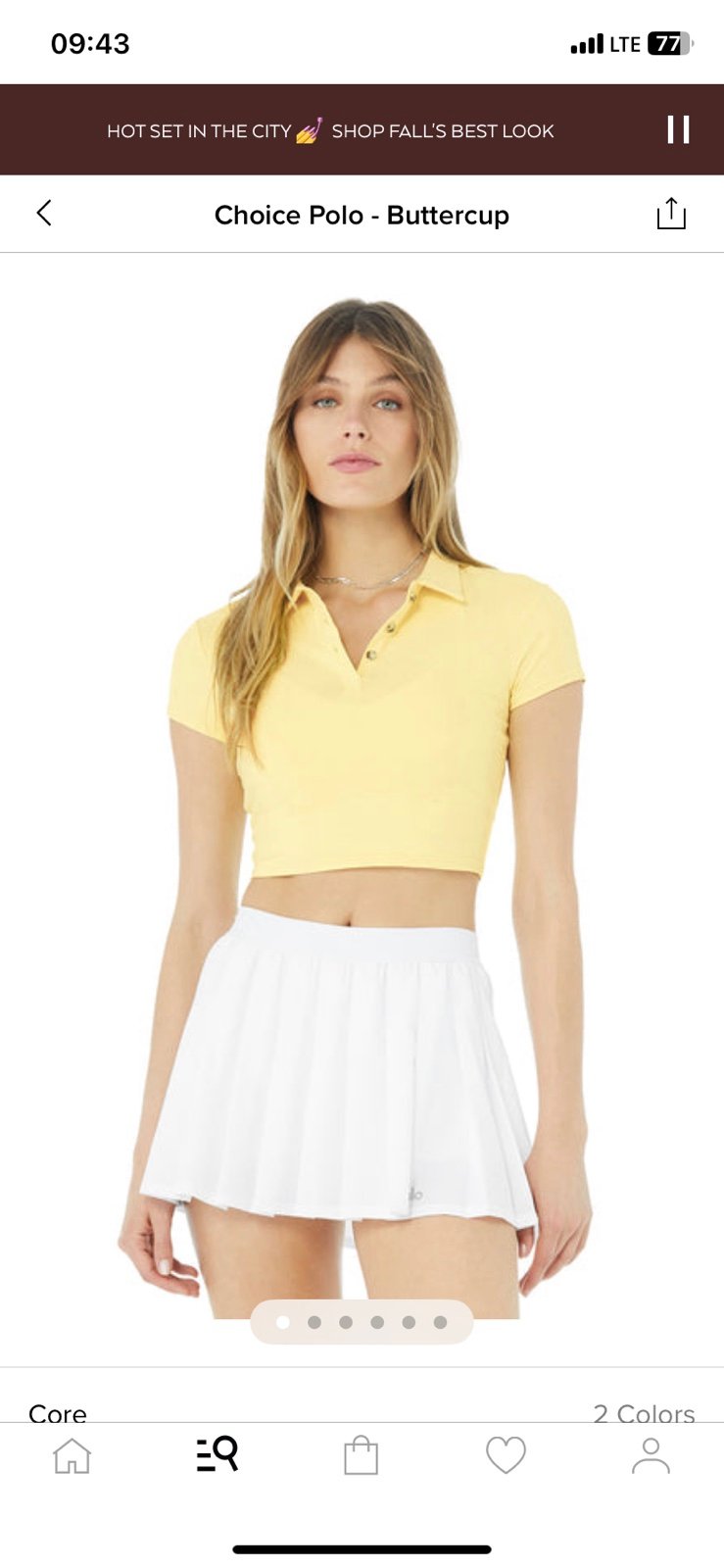 Alo polo crop buttercup size L