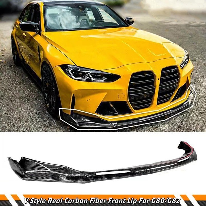 NEW 2021-2023 BMW G80 M3 G82 G83 M4 Real Carbon Fiber V Style Front Bumper LIP