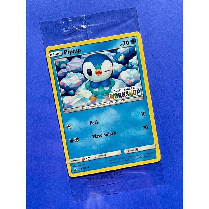 ✨Build a Bear Pokemon Card Piplup Promo Trading Card TCG SEALED NEW