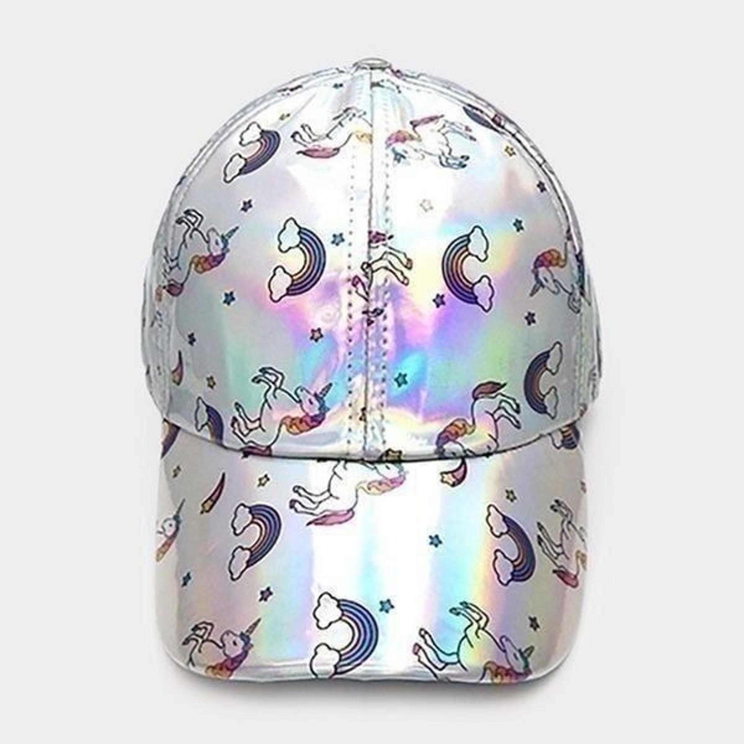 New Texas Girl Boutique Womens Holographic Unicorn Print Baseball Cap Hat