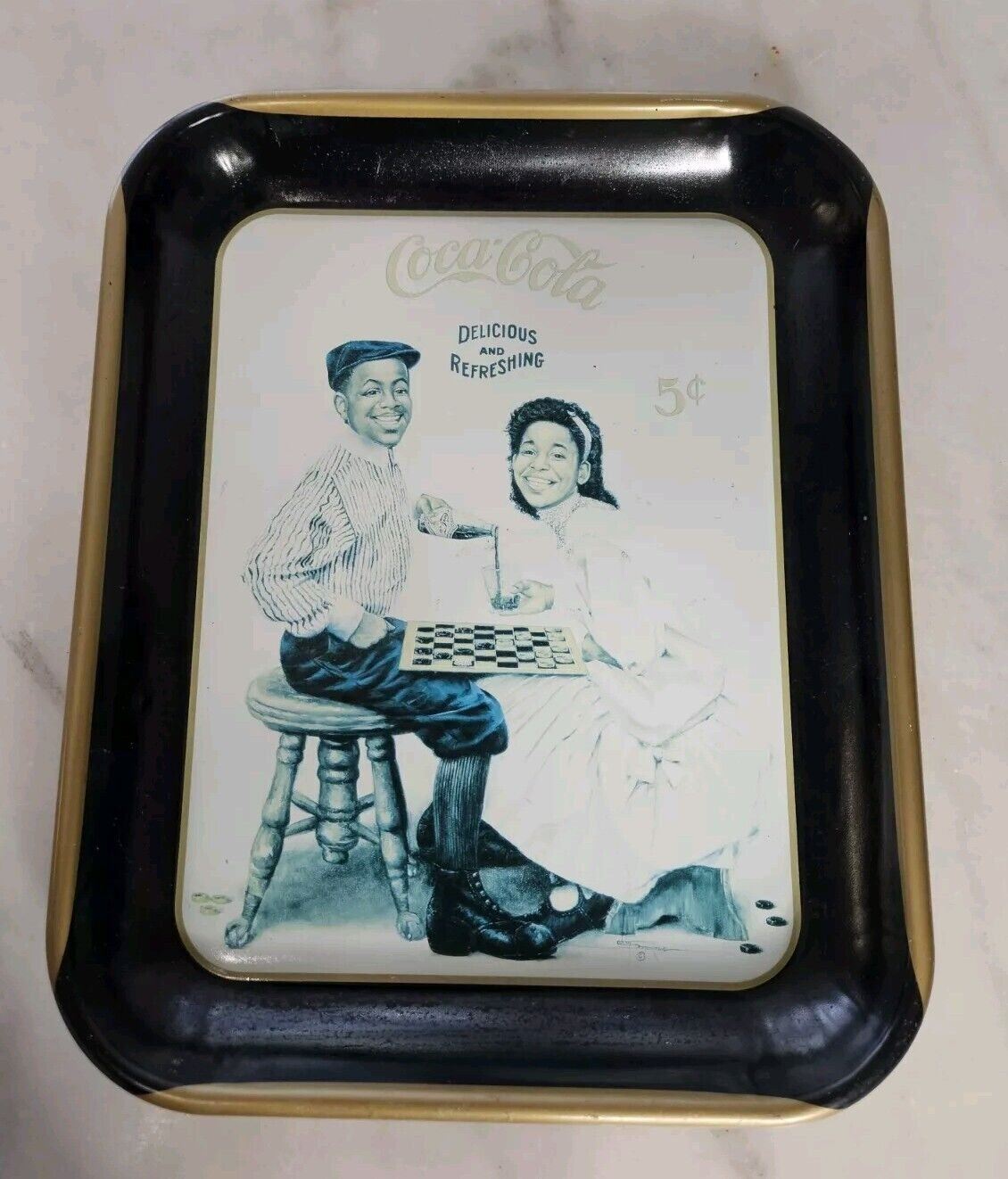 Coca Cola Tray Winning Smiles by John Soloman Sandridge *1994 Reproduction