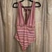 Free People Retro Babe Halter Bodysuit in Blush Combo Pink Large NWOT