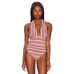 Free People Retro Babe Halter Bodysuit in Blush Combo Pink Large NWOT