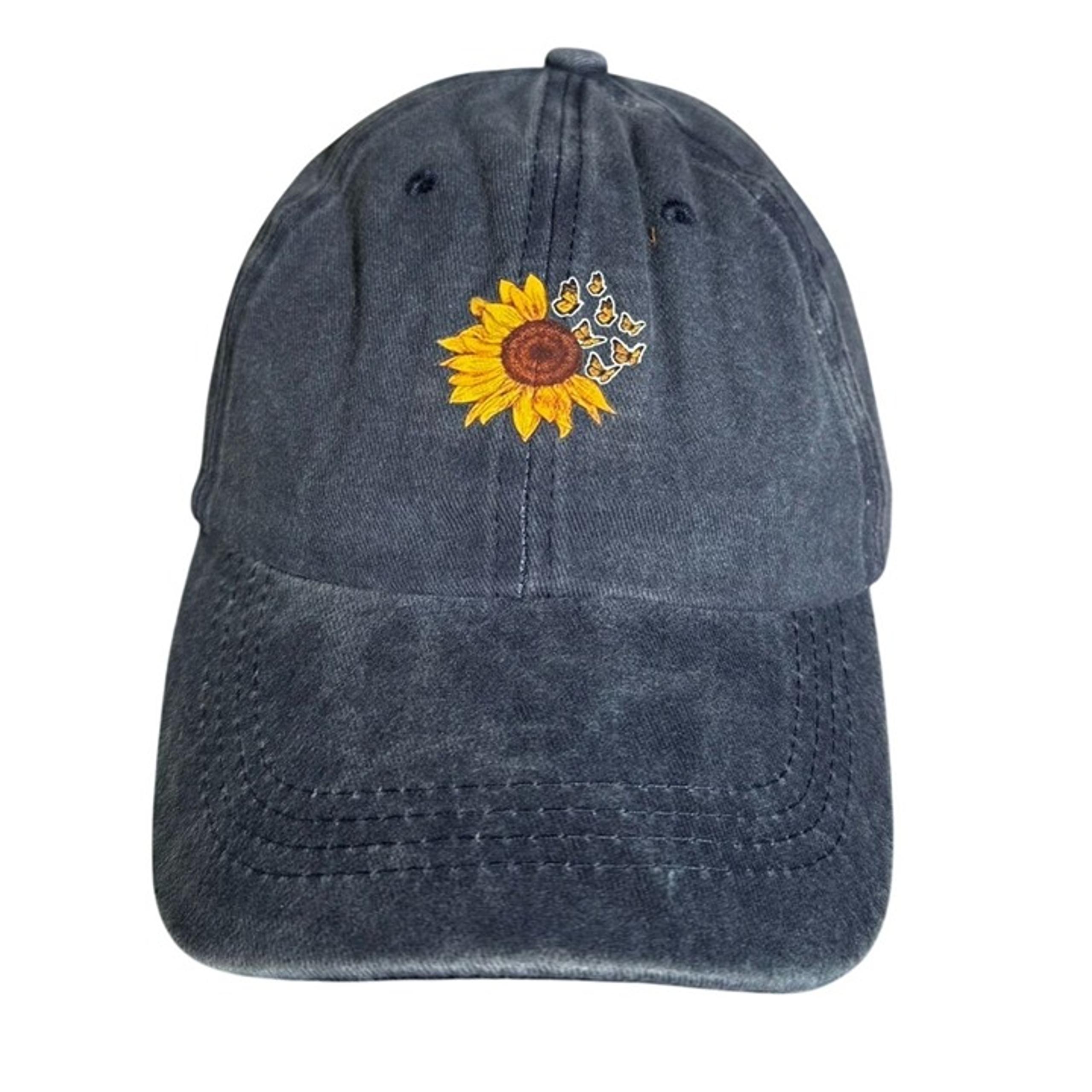 Sunflower Cotton Baseball Cap Adjustable Hat In Blue