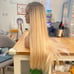 Human hair blend cream platinum blonde wig