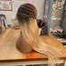 Human hair blend cream platinum blonde wig