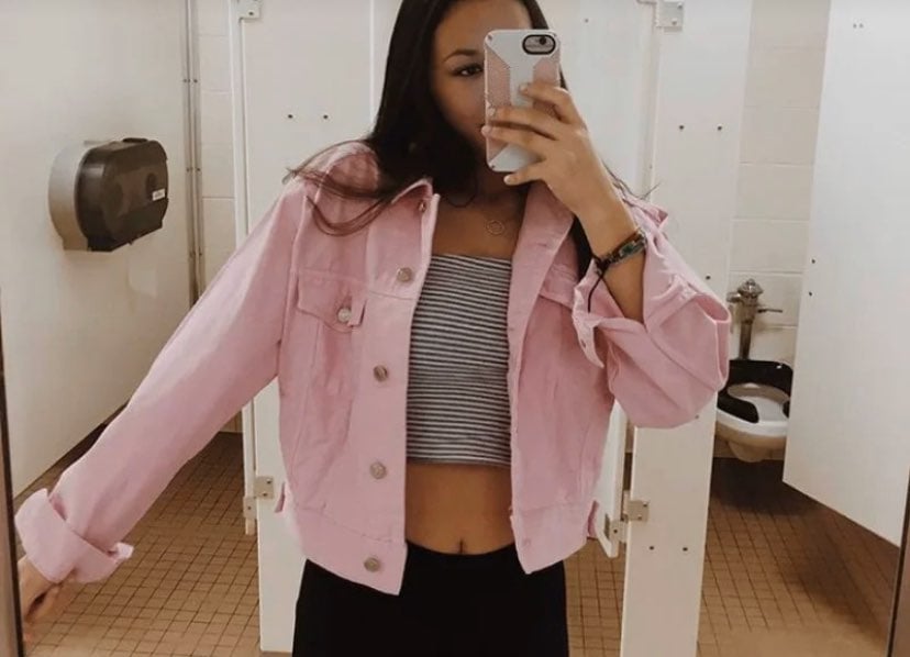 Pink jean Top Shop Moto Jacket