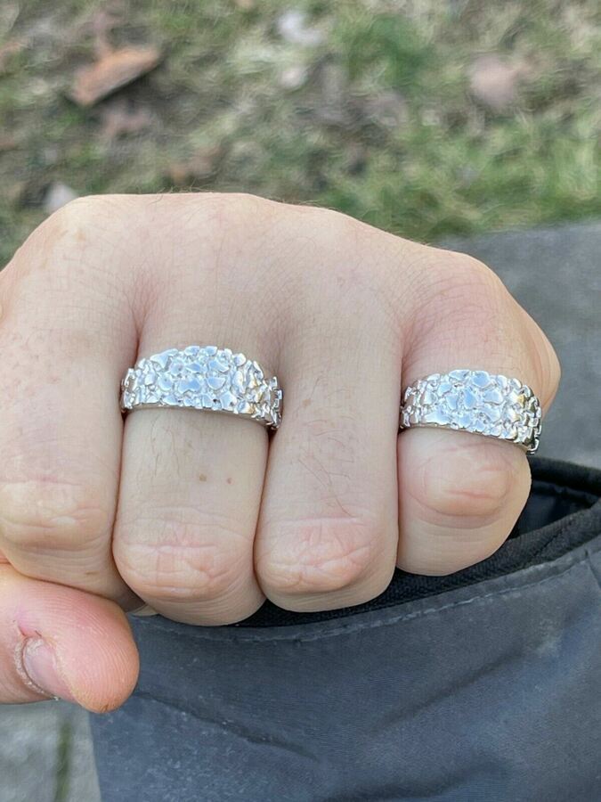 Solid 925 Sterling Silver Nugget Ring