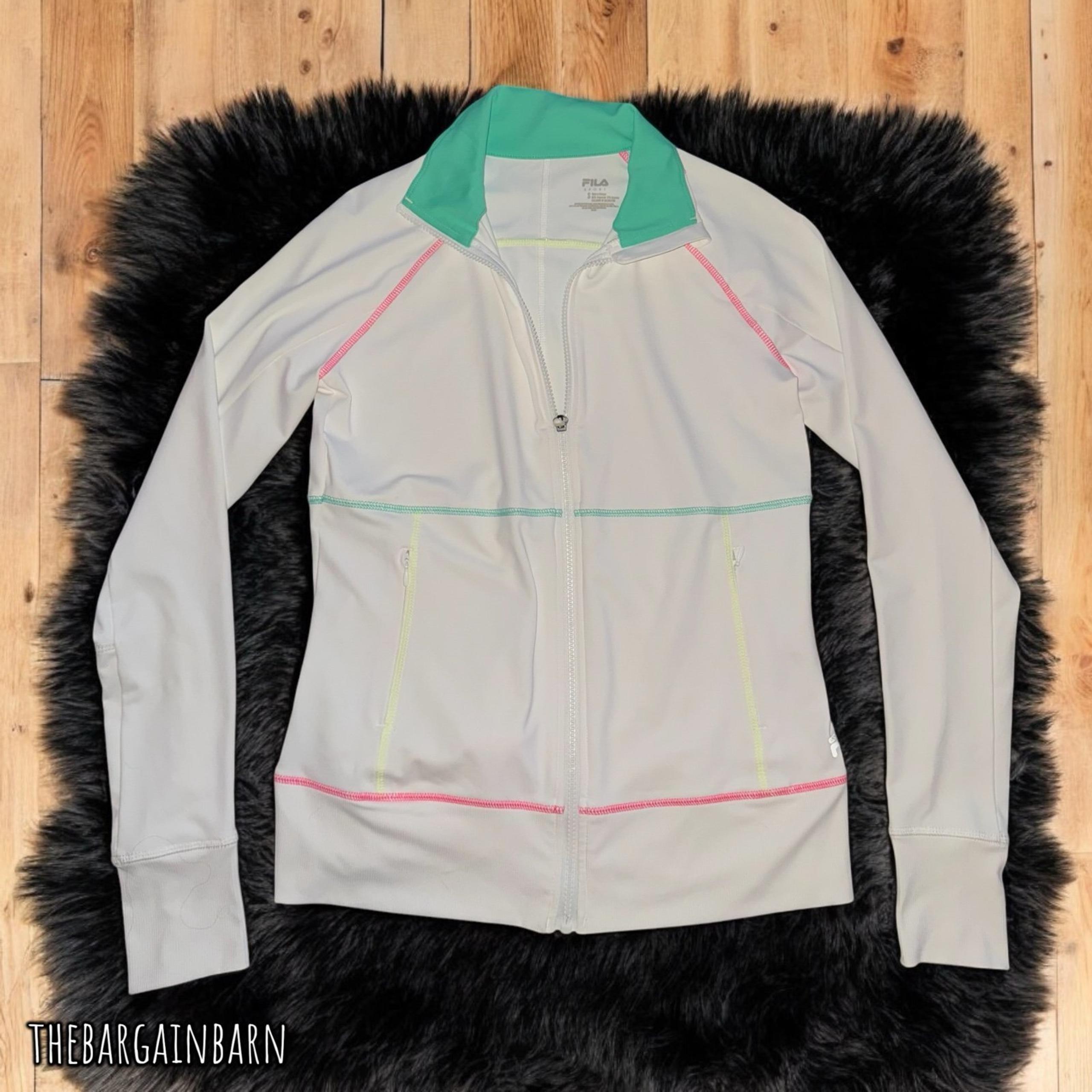 Fila Sport Women’s White Rainbow Athletic Performance Track Zip-Up Jacket (S)