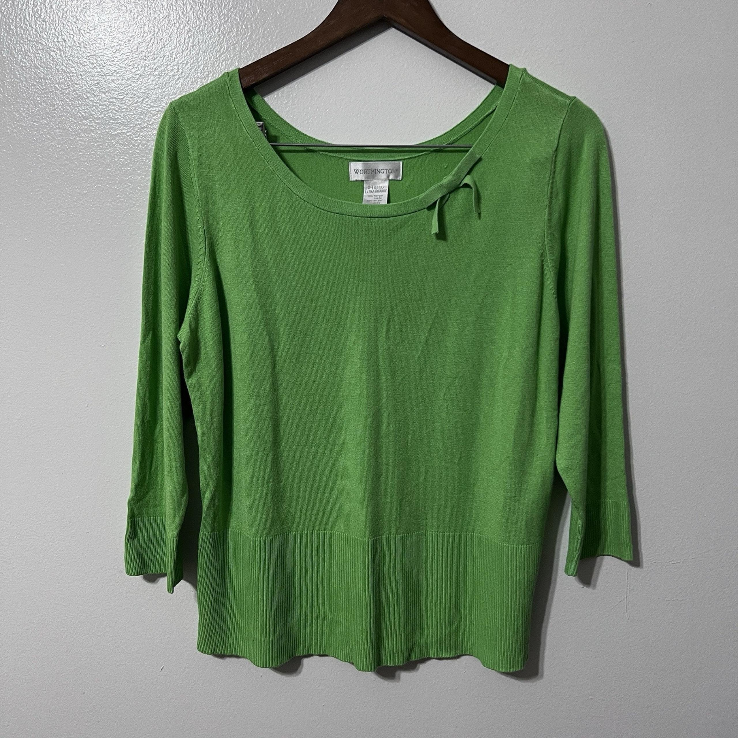 Y2K Light Weight Sweater Light Green Bow Retro XL 50s Fairy Preppy Pinup Fitted