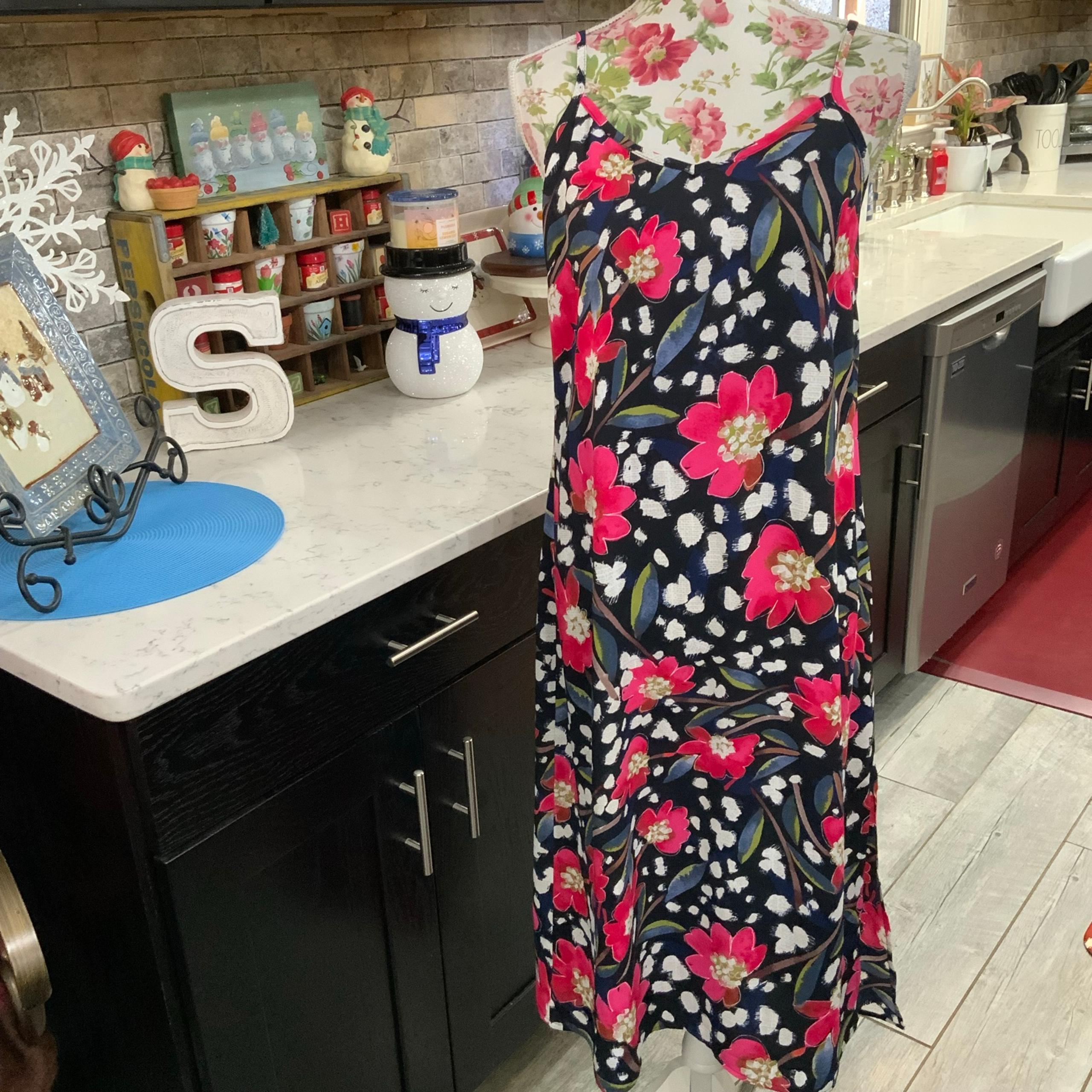 Nic + Zoe Women’s XS  Flower Burst Slip Dress Midi Pink Blue Floral New $188
