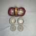 Longaberger 2000 Shaker Taker Basket Set & Trad Red Condiment Jars