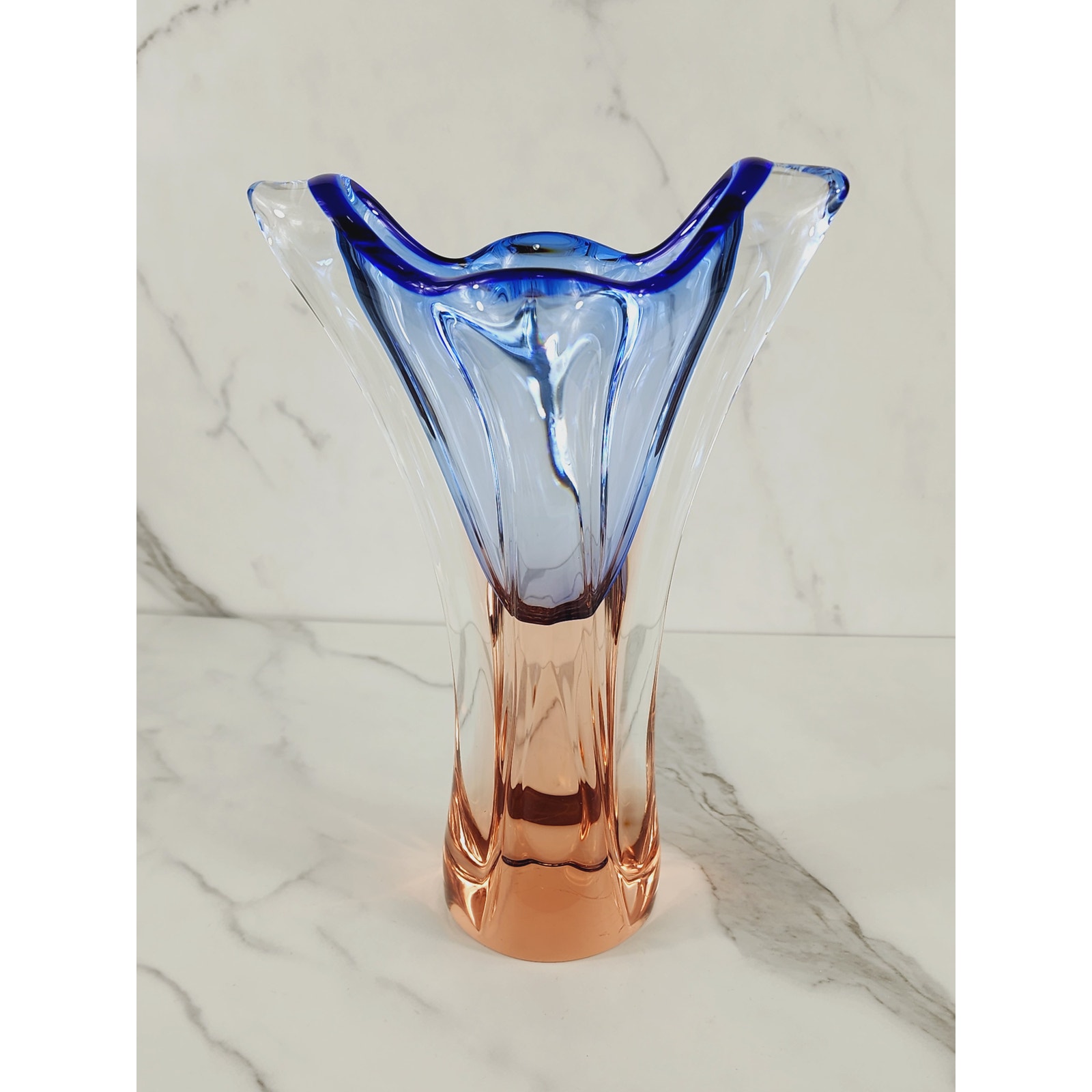 Large Vase Crystal Art Glass 11 Josef Hospodka Czech Chribska Glasswork 60's