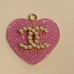 Chanel pink resin Heart pearls charm pendant