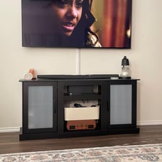 Retro TV Stand for 65 inch TV, TV Console Cabinet with Storage, Open Shelves