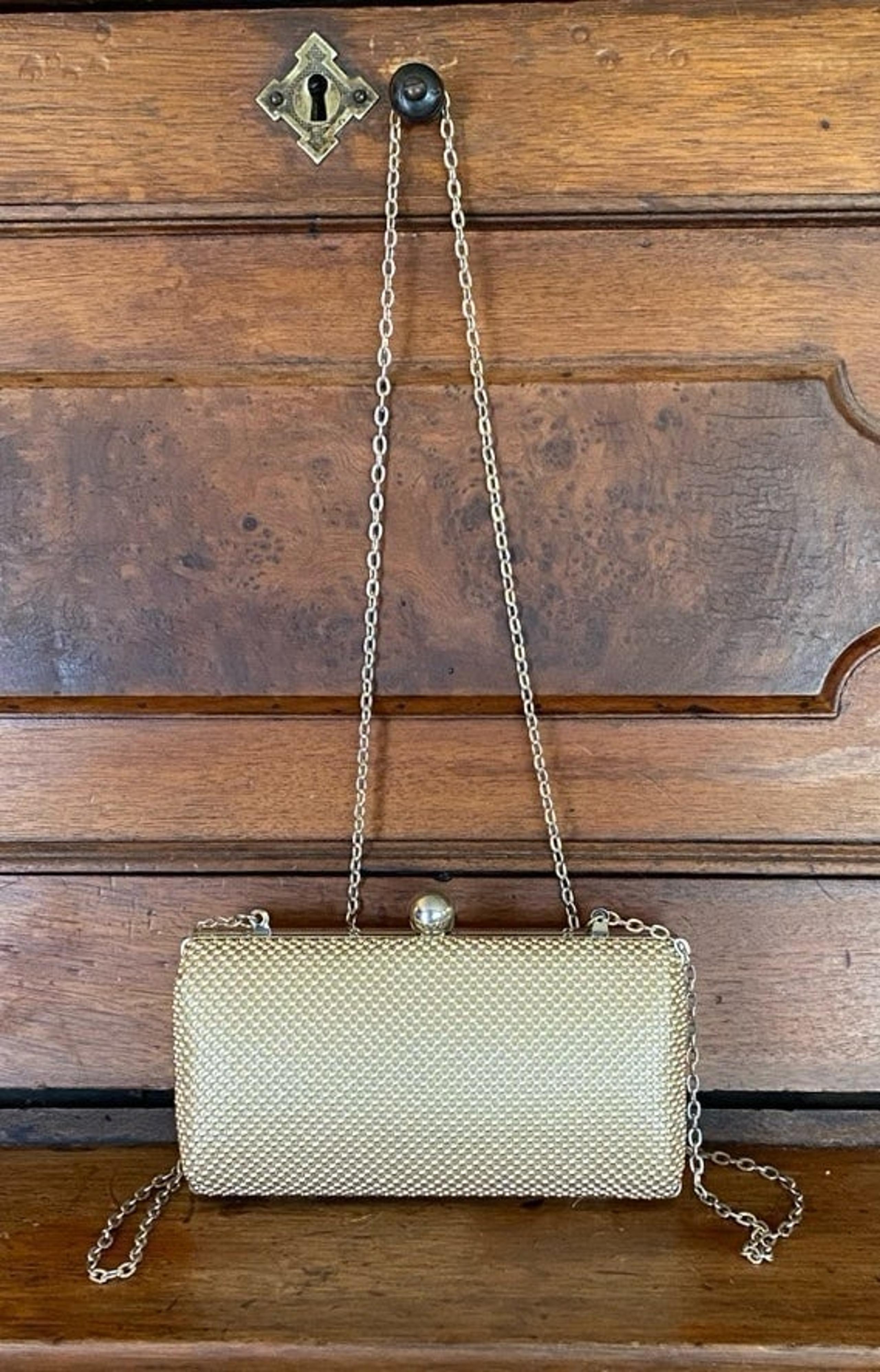 Jessica McClintock Gold Beaded Evening Bag