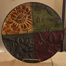 Like New 20 Large Metal Plate Decor w/4 Autumn Colors with Floral and Leaves