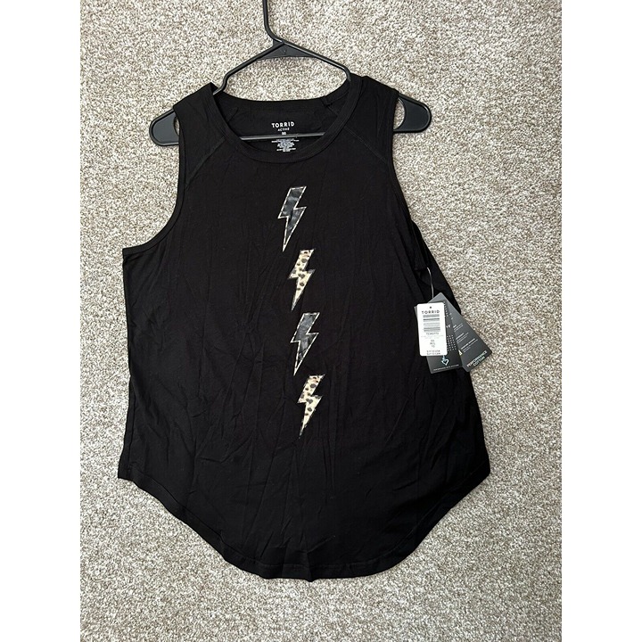 Torrid Active Cheetah Print Lightning Bolt Black Tank Size M/L (00)