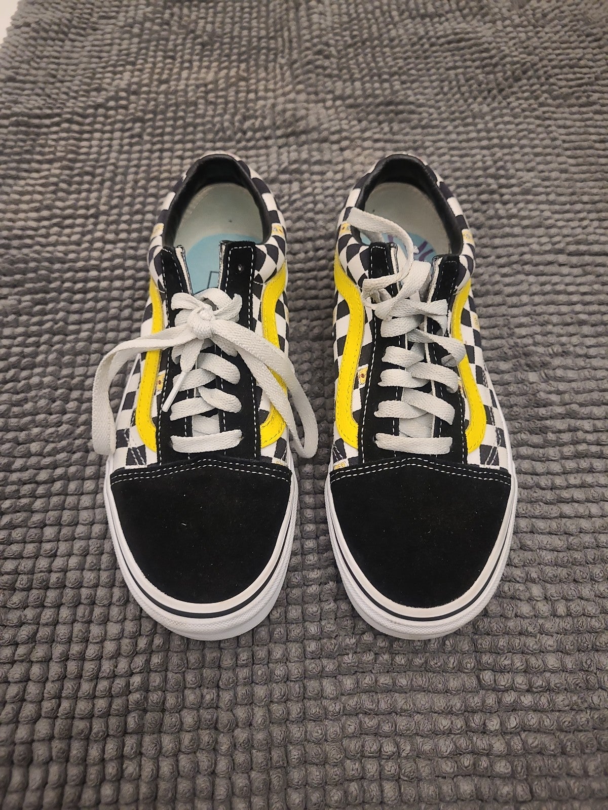 Vans Spongebob Checkerboard Yellow/Black Sneakers 5.5 Rare