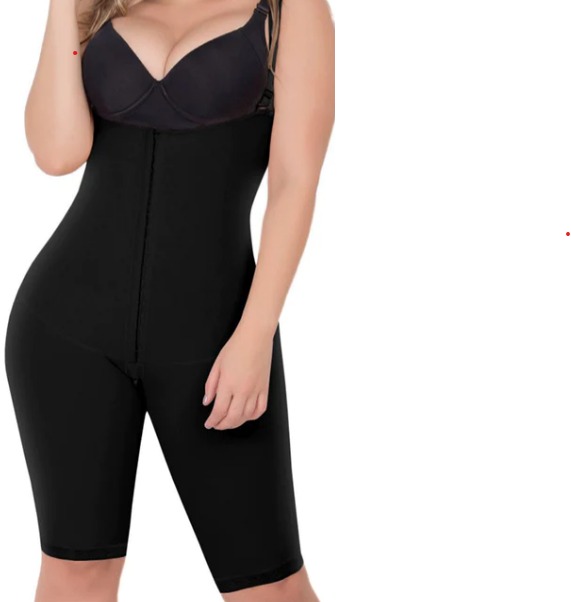 Fajas Open Bust Tummy Control Butt Lifter Knee Length Bodysuit