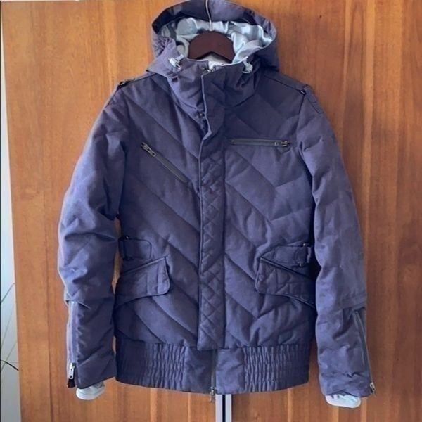 B By Burton Quilted Hooded Faux Suede Snow ski Jacket Winter Closet Essential S