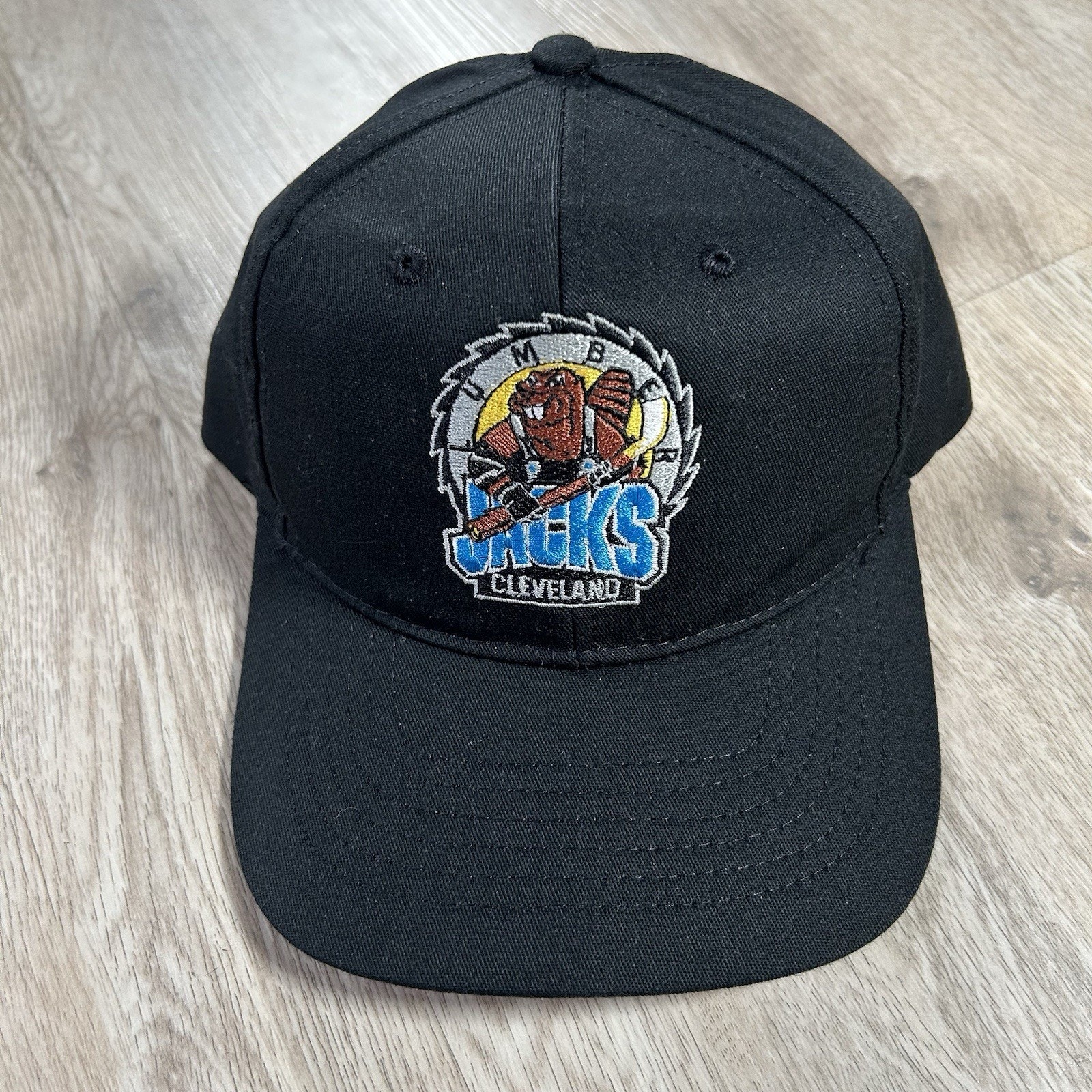 Vintage Cleveland Lumber Jacks Hat Snapback NHL IHL Hockey Twins Black Cap