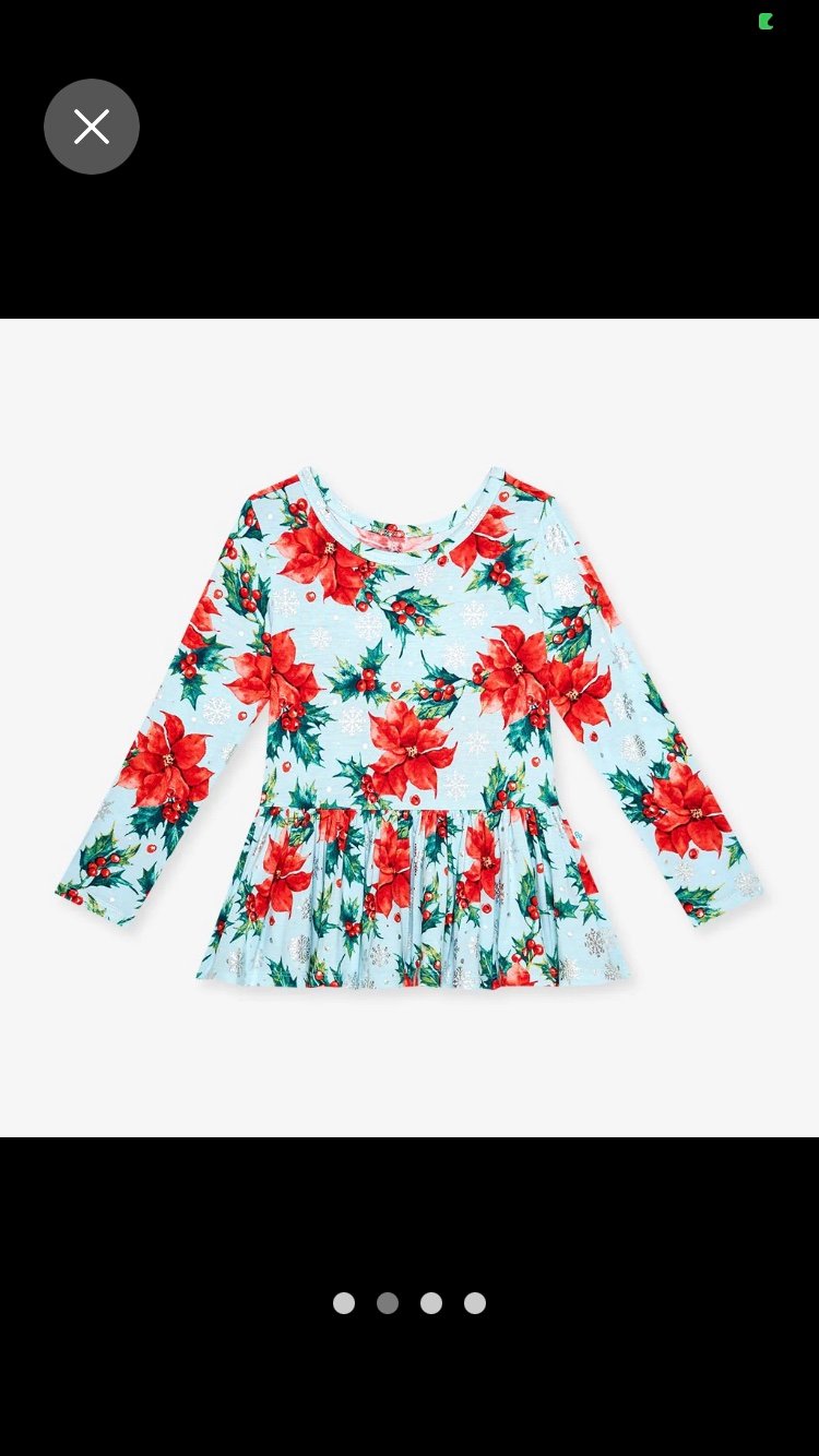 Posh Peanut Winter Lily Peplum Top 3/4 NWT