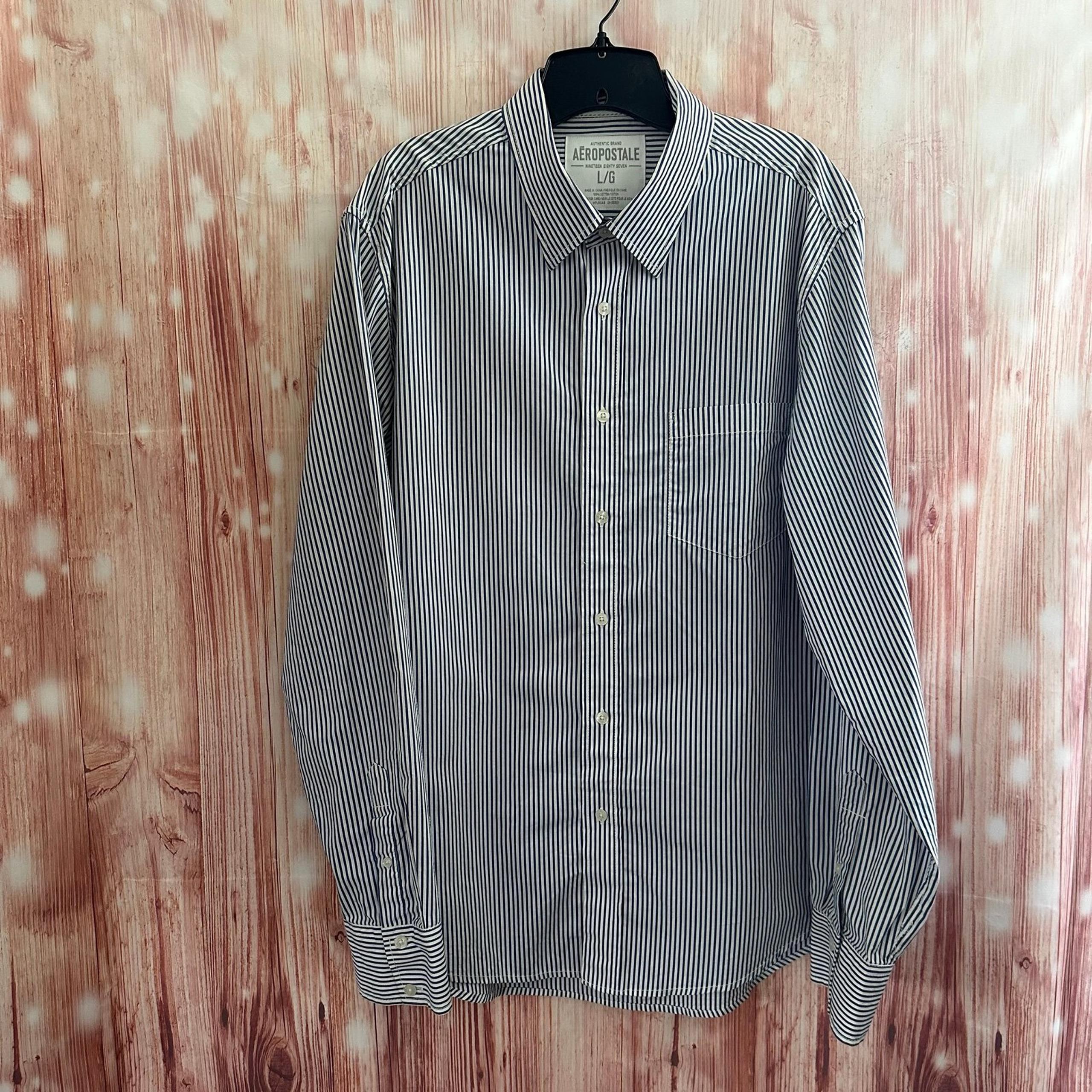 Aeropostale Blue Stripe Button Front Dress Shirt