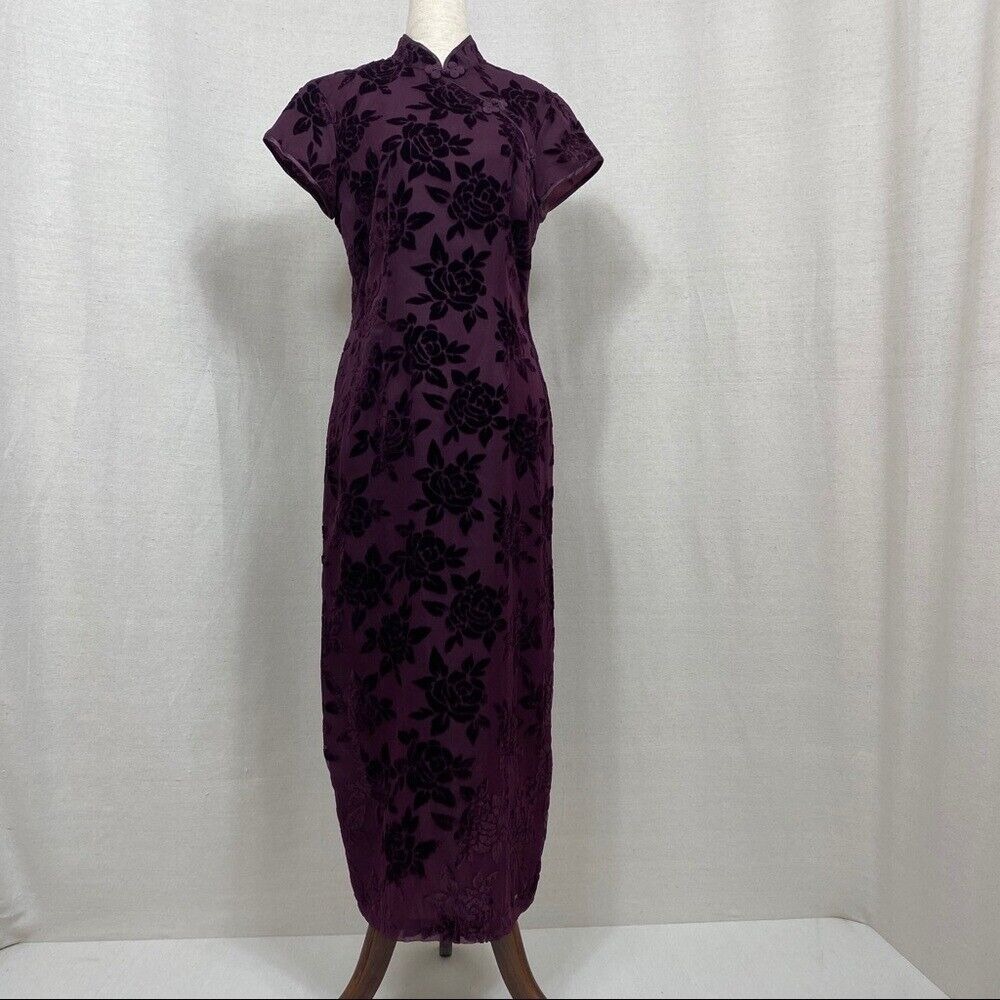 Vintage Chiffon & Velvet Rose Dress