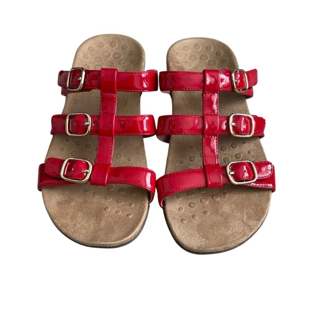 Vionic Misa Adjustable Straps Slide Red Sandals Women’s Size 8 Comfortable