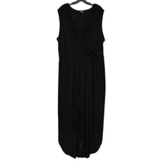 NWT Nicole Miller Jumpsuit Liquid Knit Minimalist Athleisure Surplice Black 3X