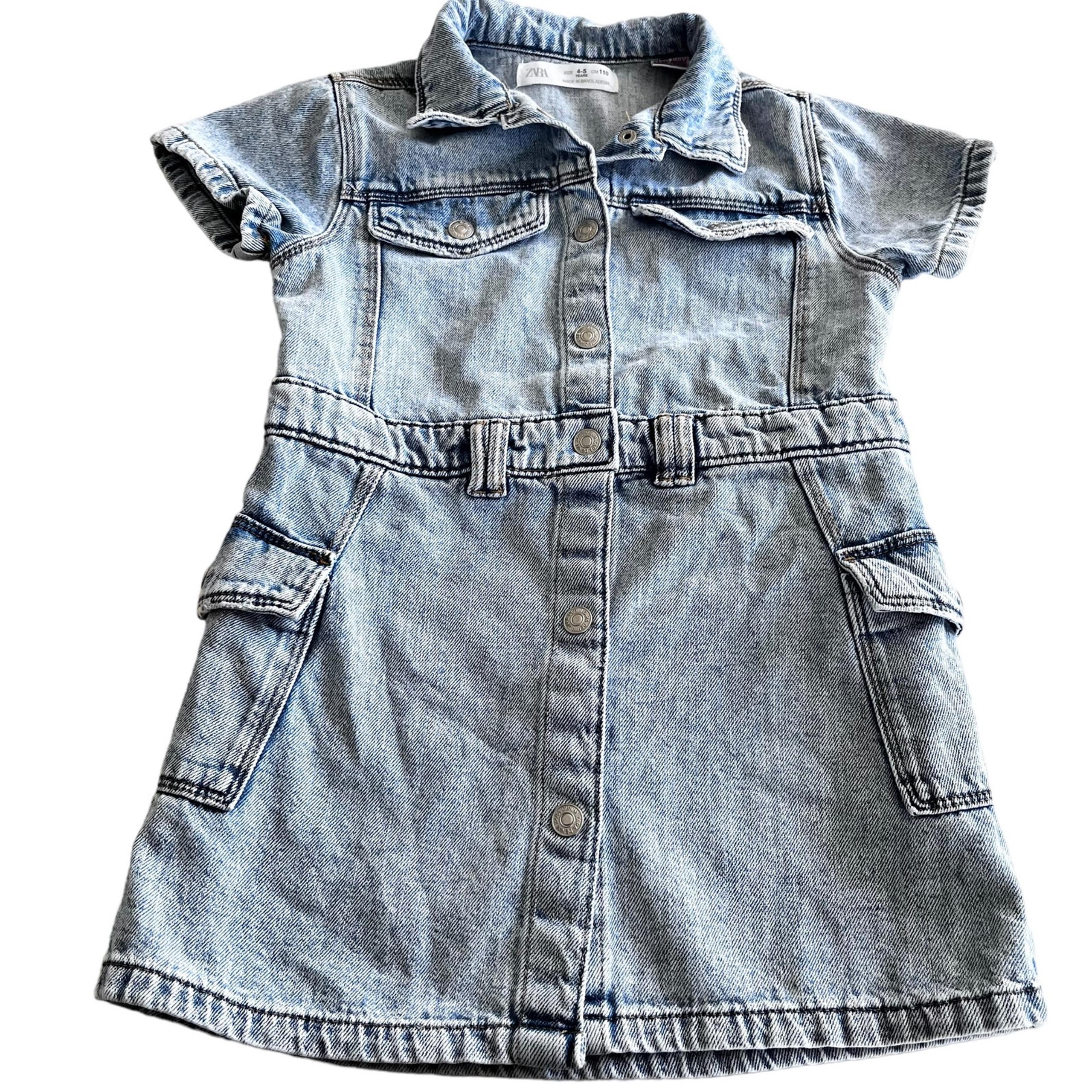 Zara girls denim shirt dress size 4/5
