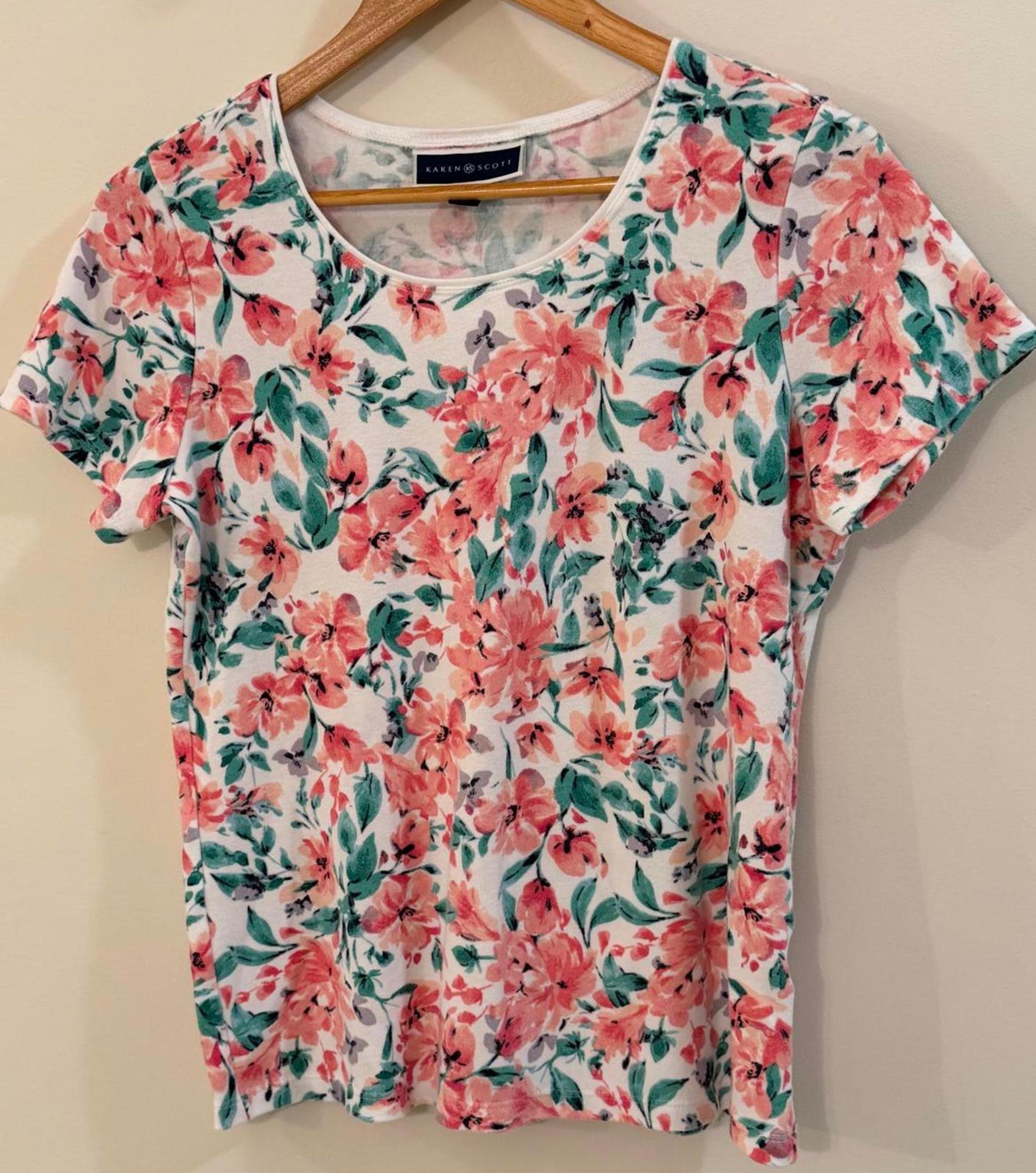 Karen Scott Floral Print Short Sleeve Top