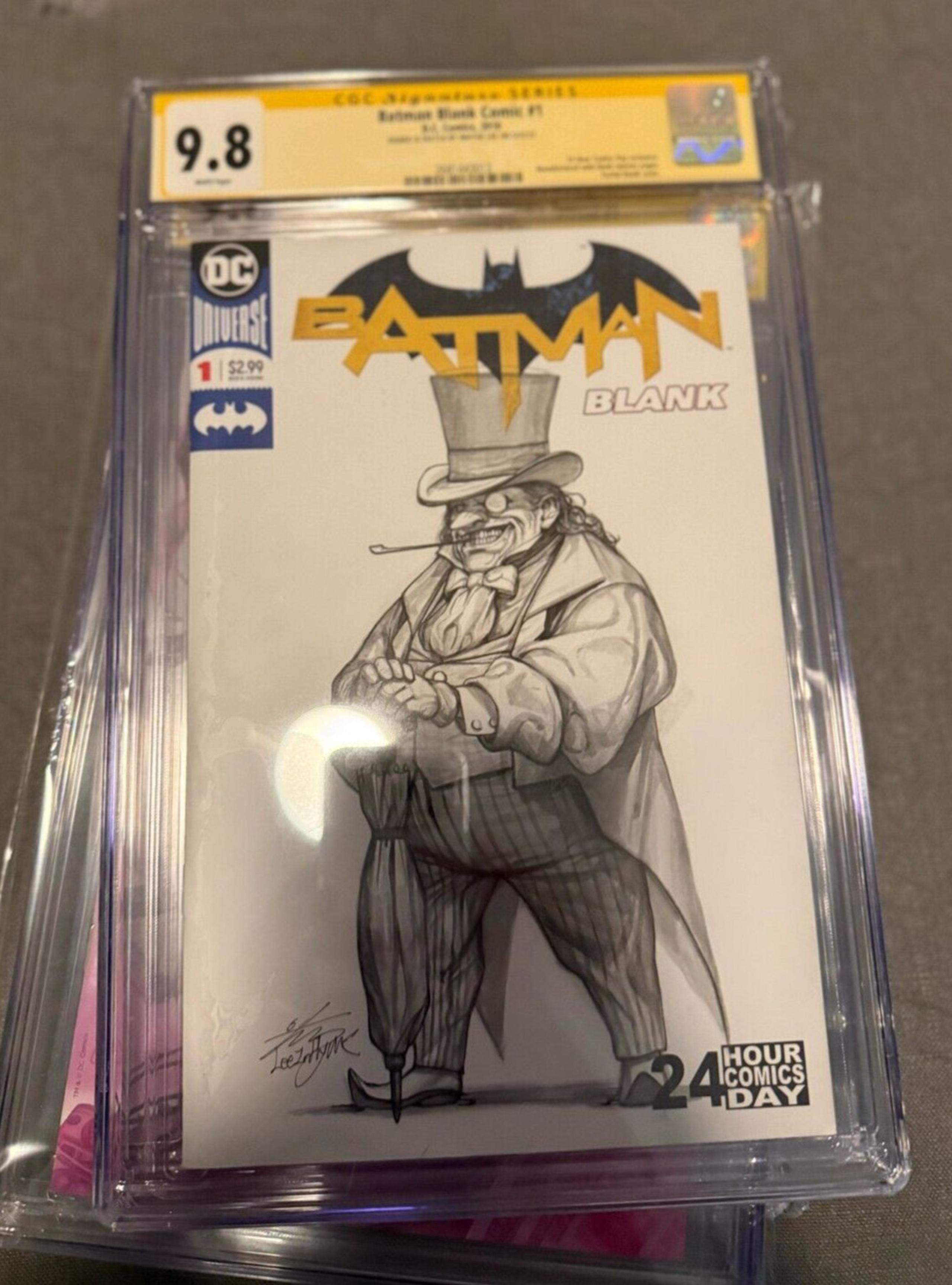 Inhuk Lee Rare Batman Blank #1 Black & White Penguin Sketch CGC 9.8 SS