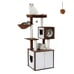 59 Cat Tree Tower with Wooden Hidden Cat Litter Box Enclosure Furniture, Brown