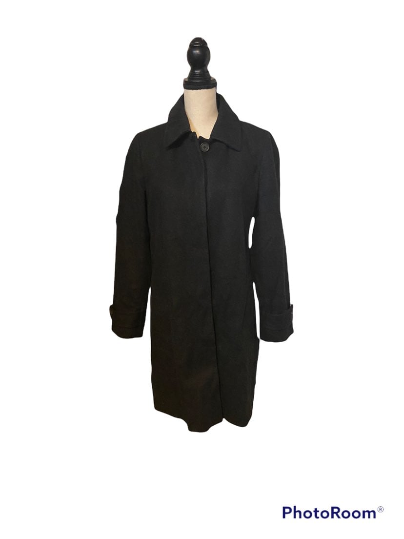 J. Crew charcoal grey wool blend size medium button front coat.