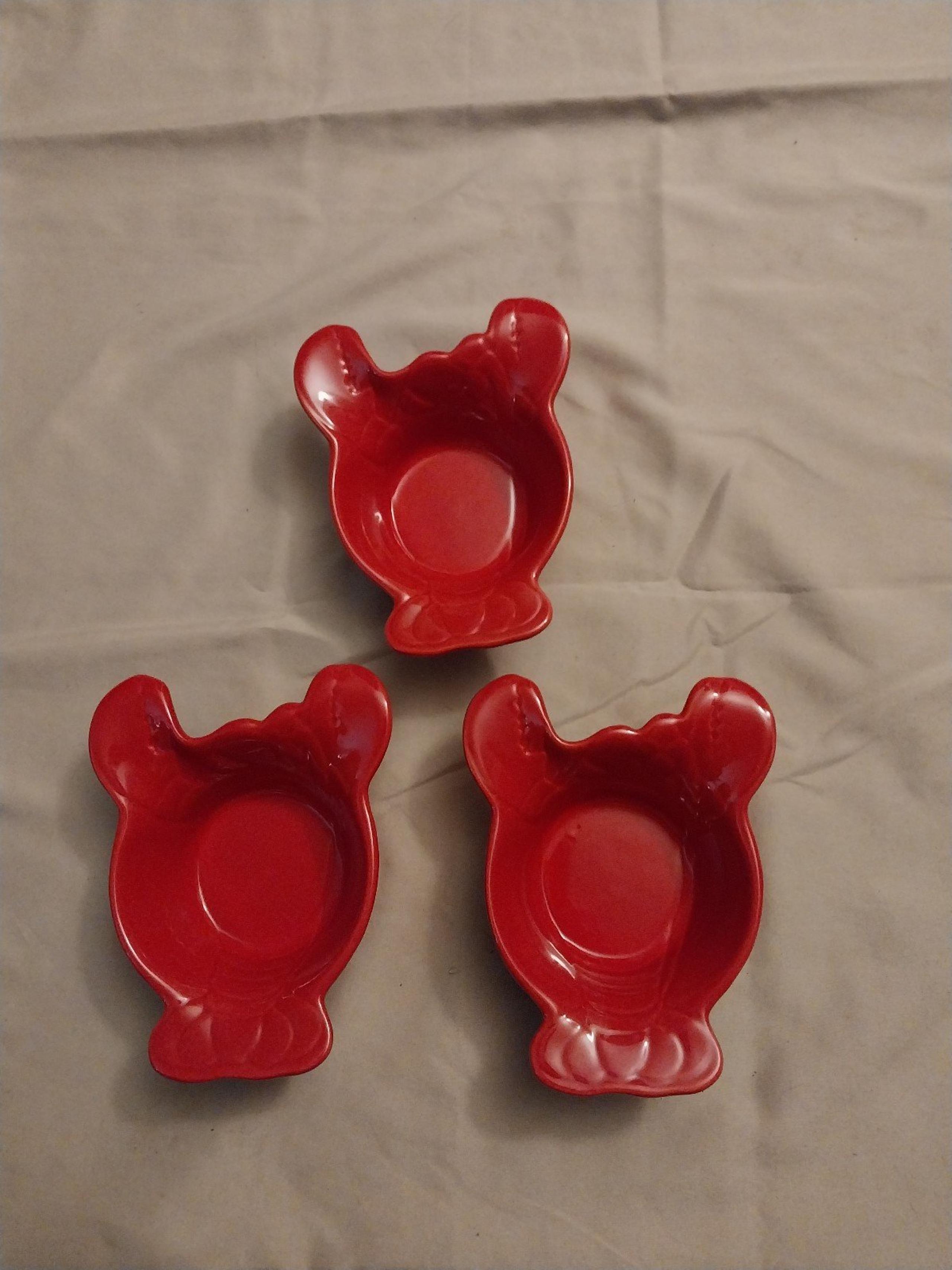3 Chantal Ceramic Lobster Ramekin Butter Dishes
