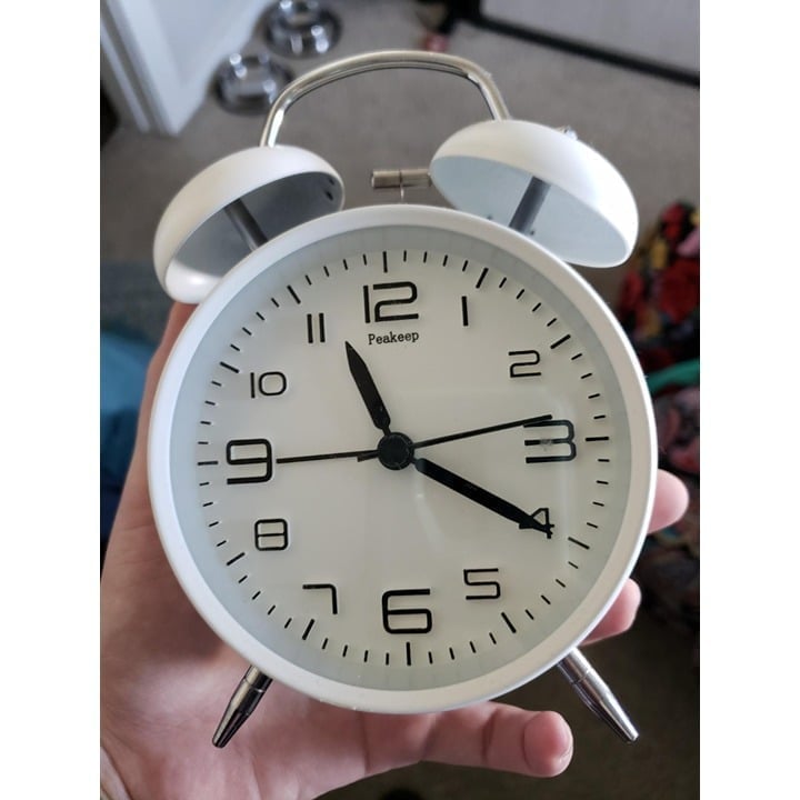 New 4 inch Twin Bell Backlight Super Loud Alarm Clock for Heavy Sleepers - White