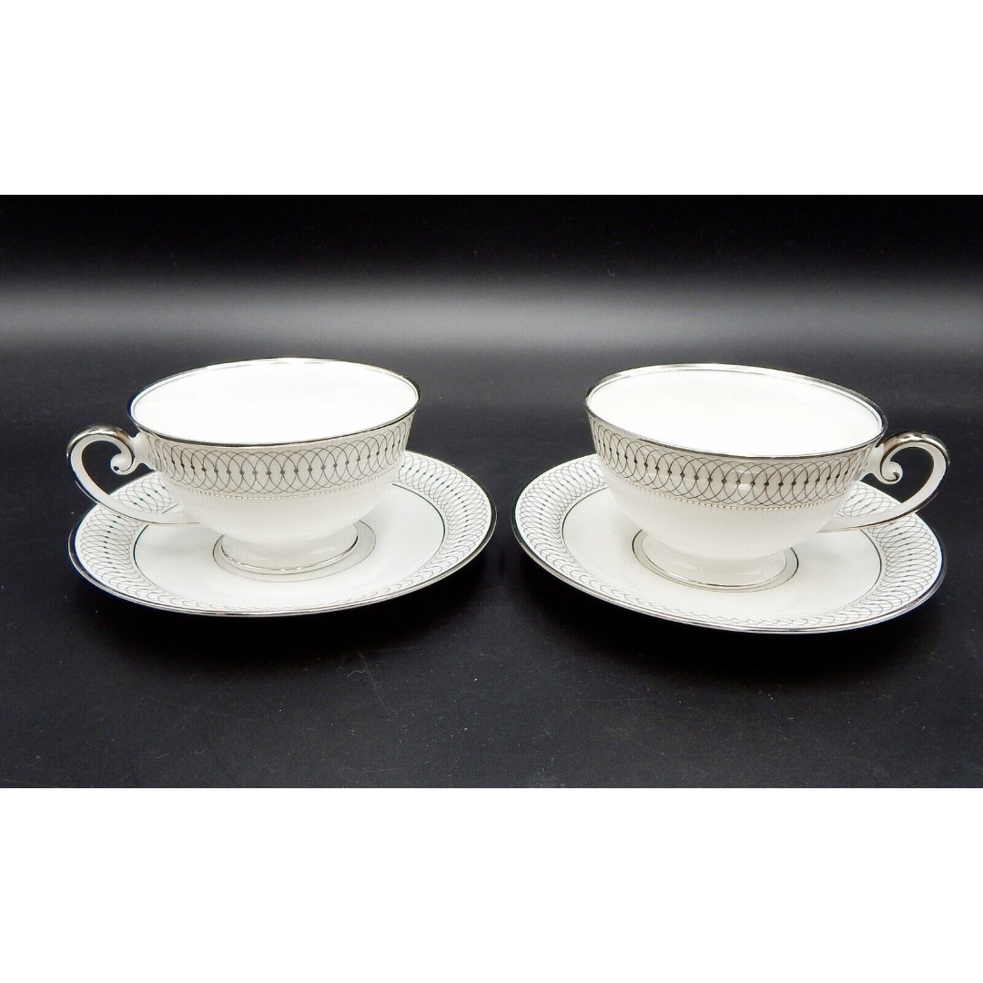 Tirschenreuth Bavaria The Elgin Teacup And Saucer Germany Silver Set of 2