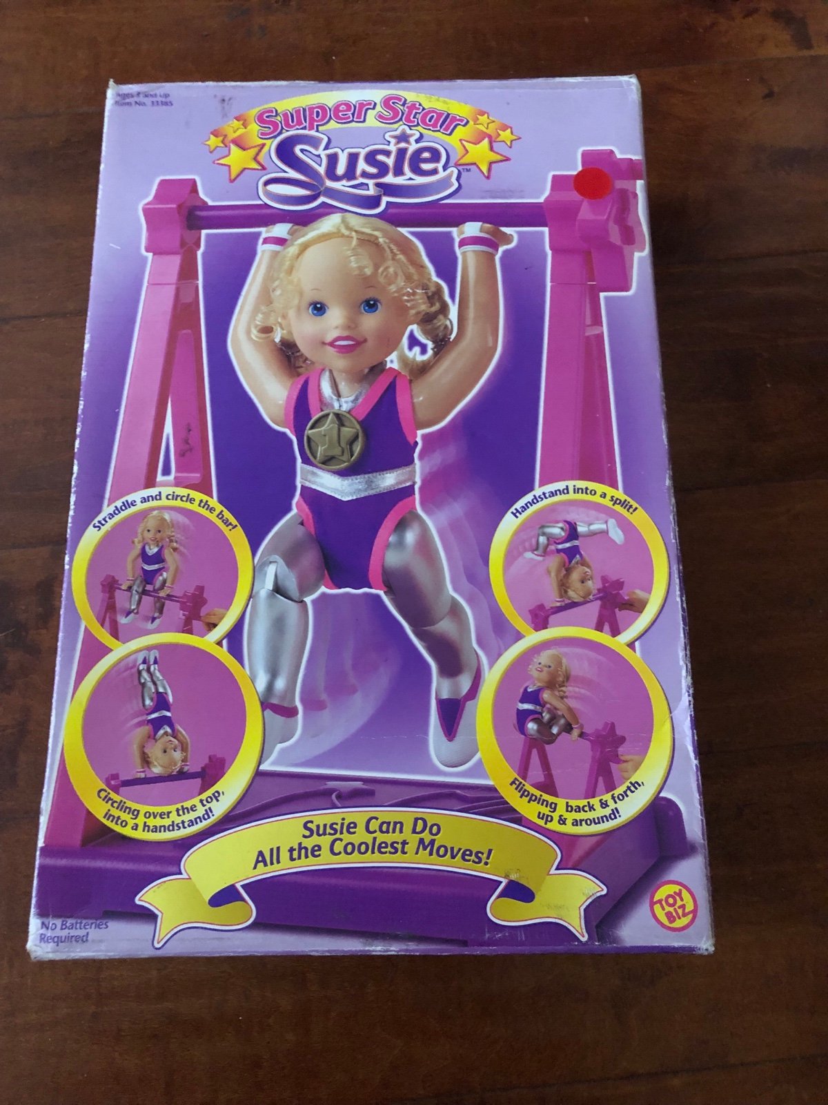 Super Star Susie Gymnastics Gymnast Bar Doll Vintage 1999 Toy Biz 90s Box Wears