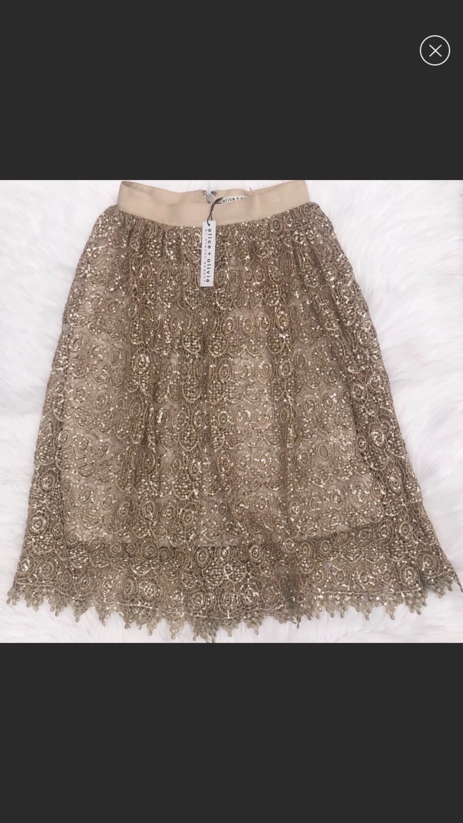 ALICE & OLIVIA Metallic Lace Skirt