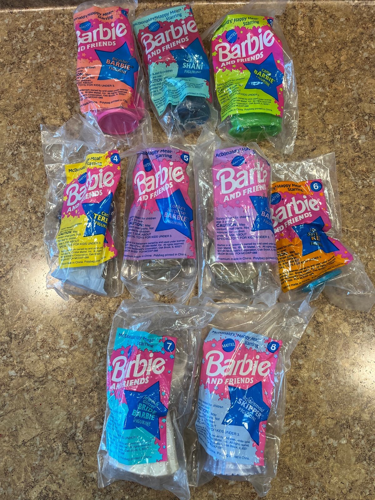 McDonalds Vintage 1994 Barbie Happy Meal Toys Full Set of 8 + 1