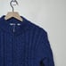 Aran Crafts Sweater Medium Merino Wool Cable Knit Fisherman Chunky Full Zip Blue