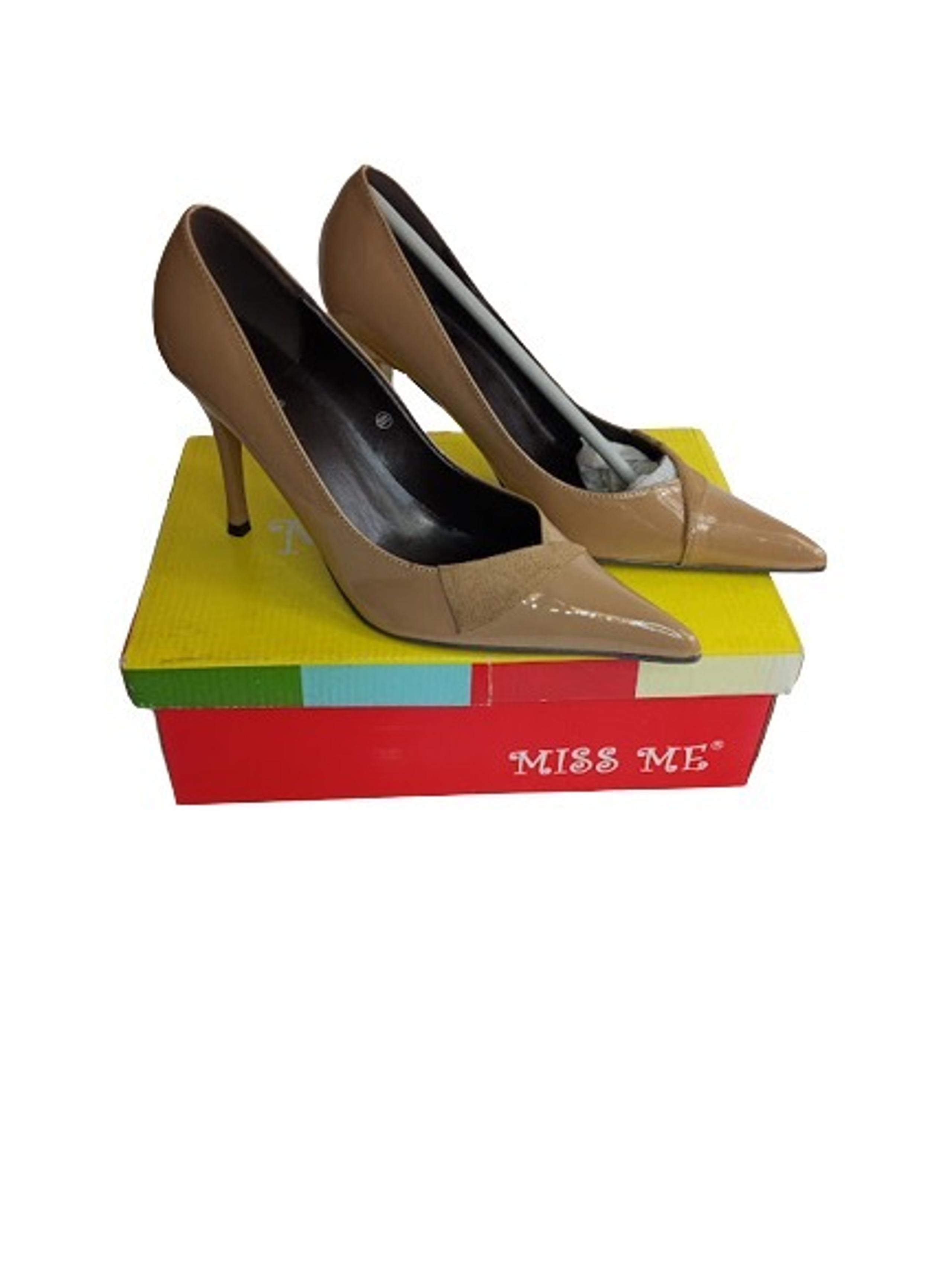 Miss Me Womens Sydney Pumps Taupe Camel Patent Pointed Toe High Heel 8.5 New