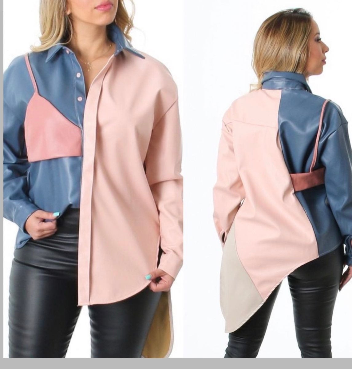 faux leather button down shirts