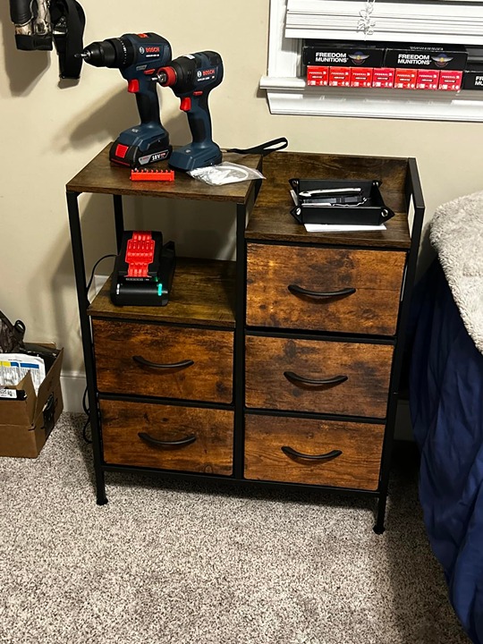Small Storage Unit Organizer with 5 Fabric Drawers and 2-Tier Side Shelves