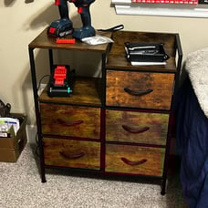 Small Storage Unit Organizer with 5 Fabric Drawers and 2-Tier Side Shelves